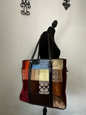 Coach Patchwork Suede Leather Tote
